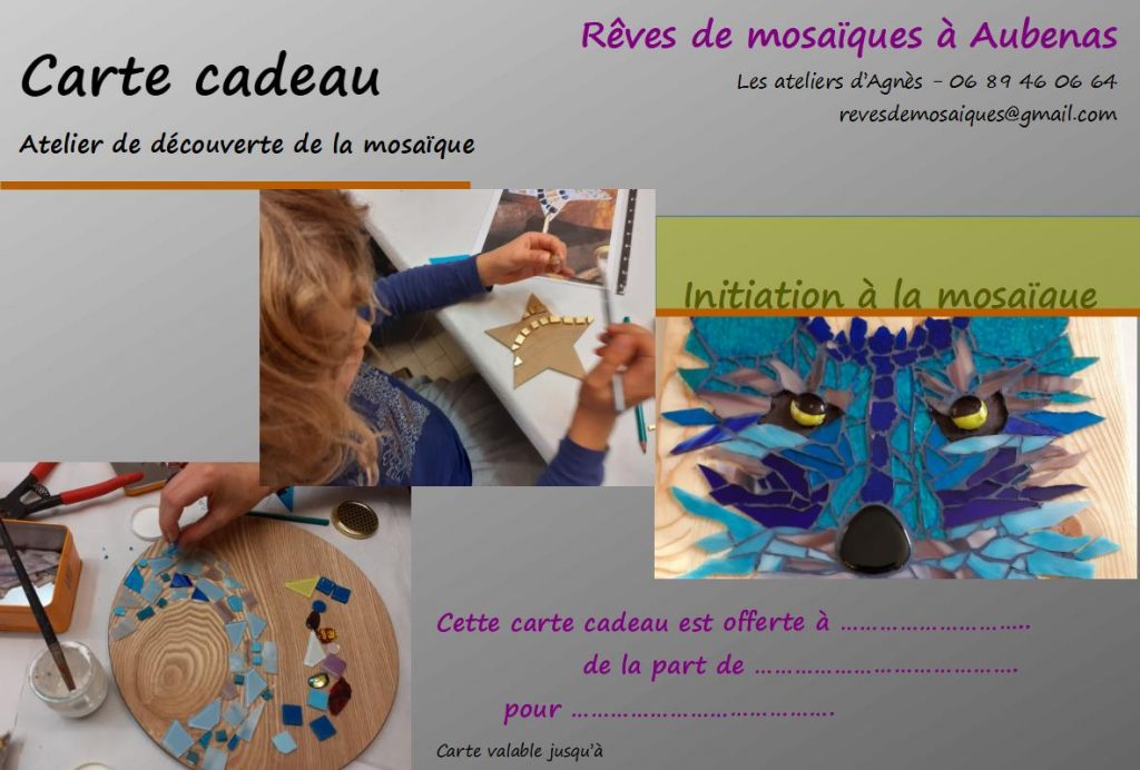 carte cadeau rêves de mosaïques